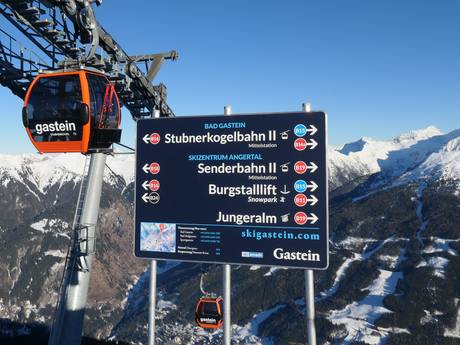 Ski amadé: indications de directions sur les domaines skiables – Indications de directions Bad Gastein/Bad Hofgastein – Schlossalm/Angertal/Stubnerkogel